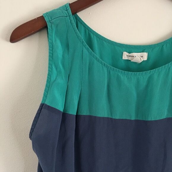 silence + noise sleeveless silk colorblock tunic dress | Size Small - Picture 2 of 6